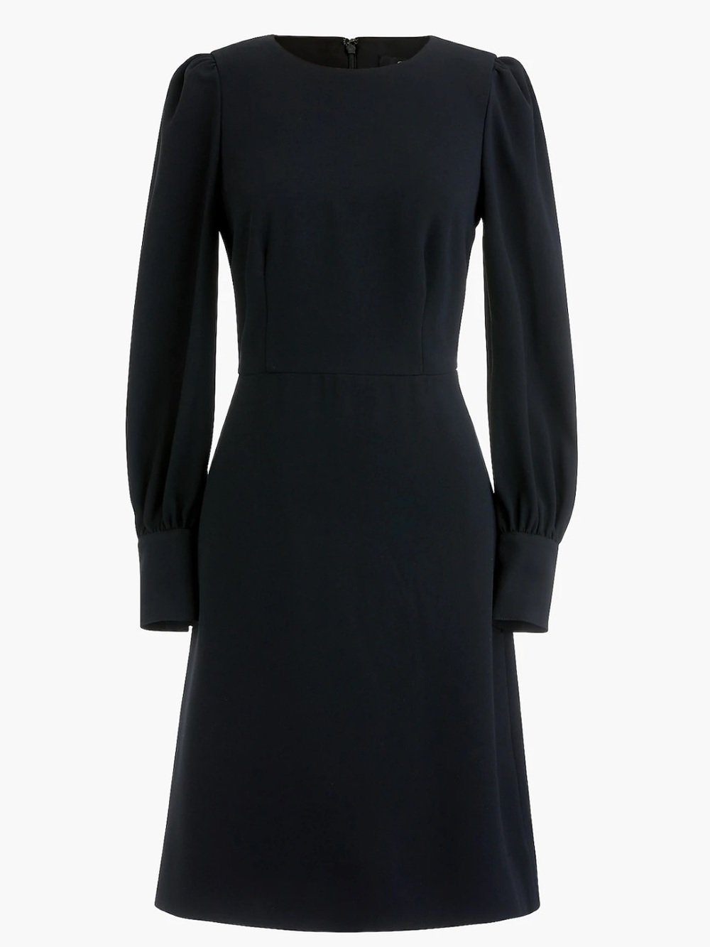 J. Crew Black Long-Sleeve Crepe A-Line Dress